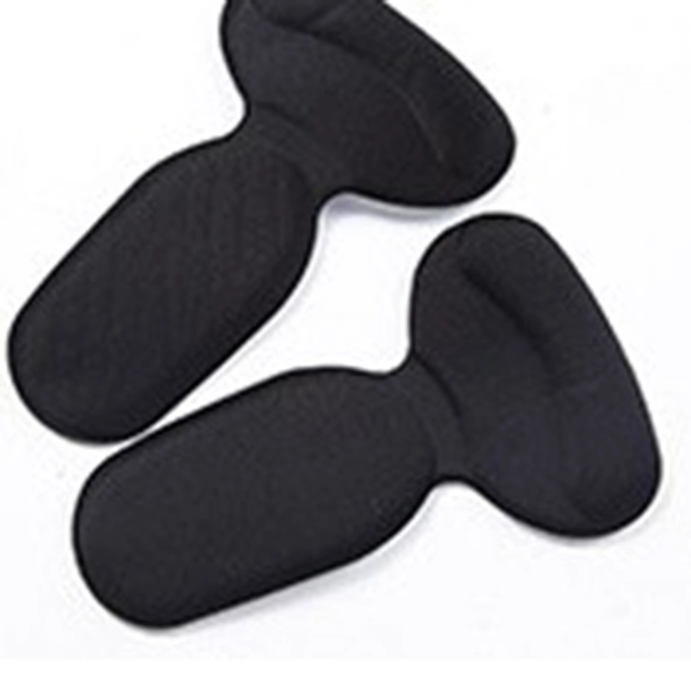 1 Pair Back Adhesive Shoe Insole Insert T Type Anti slip Soft Heel Pad Cushion Foot Care(Black)