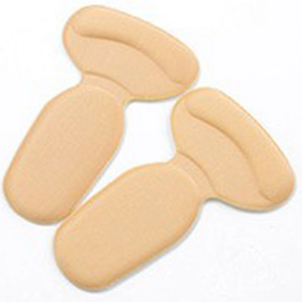 1 Pair Adhesive Shoe Insole Insert T Type Anti-slip Soft Heel Pad Cushion Foot Care (Apricot)