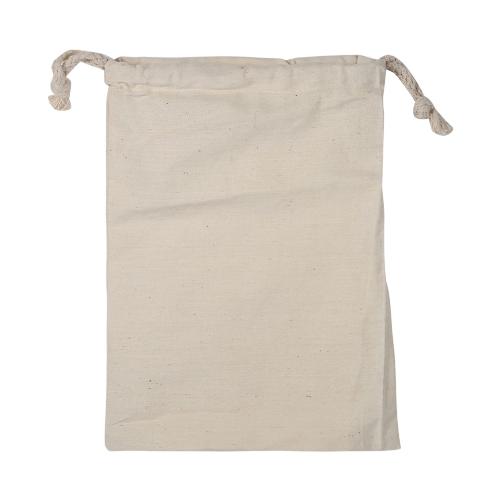 Household Plain Cotton Drawstring Storage Laundry Sack Stuff Bag for Travel Home Use 15 * 20CM