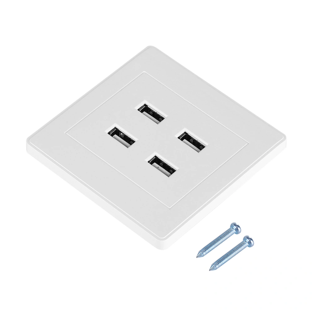 4 USB Ports DC 5V Home Office Electric Wall Mounted Power Socket Charger Outlet(110~250V)