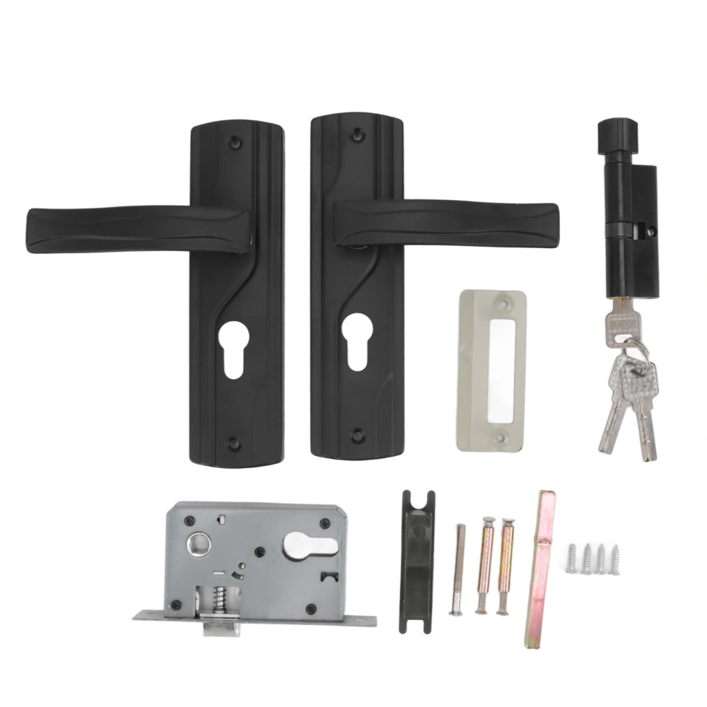 Door Handle Lock Manganese Steel Silent Bearing Universal Door Lever Lock Set with Keys for Home Bedroom Black