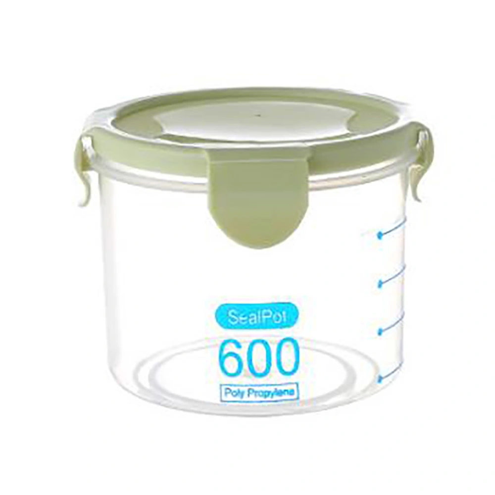 Plastic Transparent Sealed Containers Kitchen Food Cereal Beans Nuts Storage Box (600ml Green)