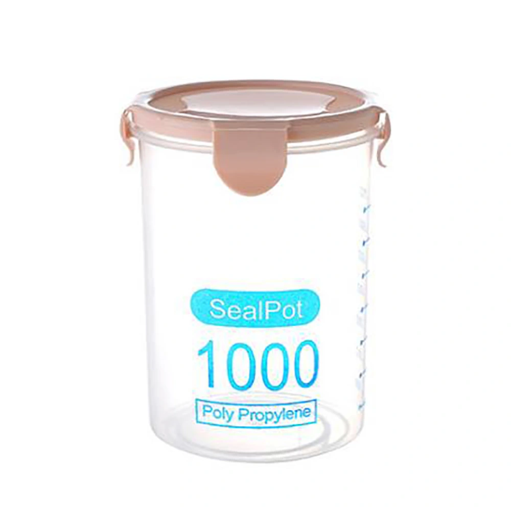 Plastic Transparent Sealed Containers Kitchen Food Cereal Beans Nuts Storage Box (1000ml Pink)