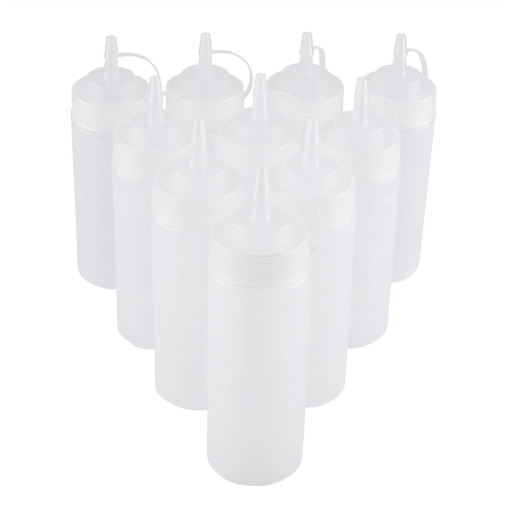 340ml 10pcs / Set Plastic Condiment Dispenser for Sauce Oil Cream Vineger (White)