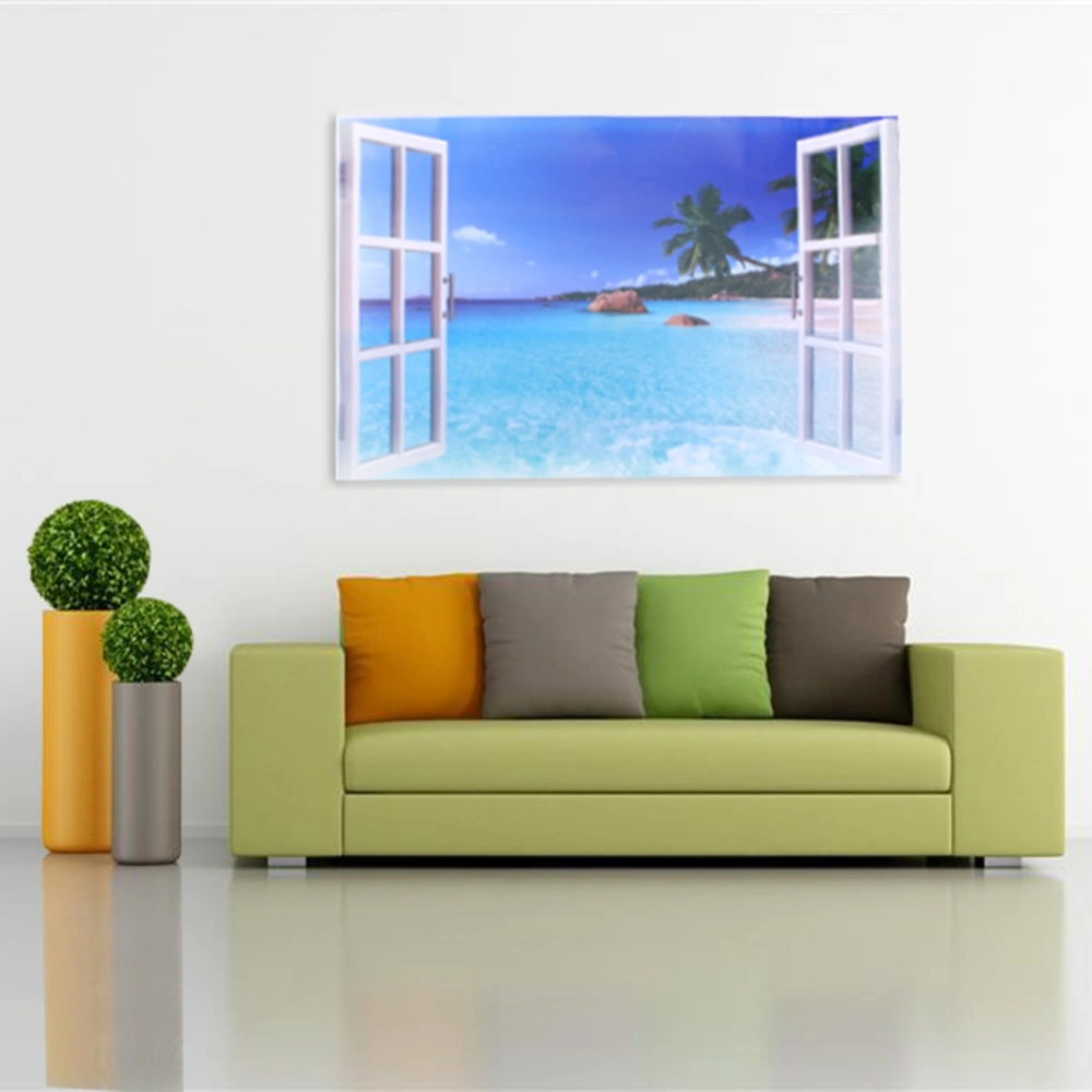 3D View Room Decor Ocean Sea Sandbeach Wall Sticker Decals Mural PVC Art