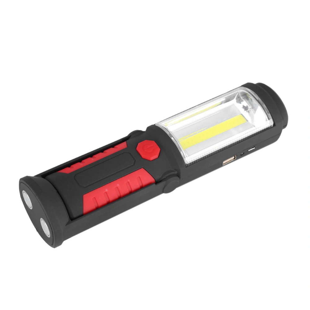 3W Rechargeable COB LED Flashlight Camping Emergency Work Light with Magnetic Stand Red