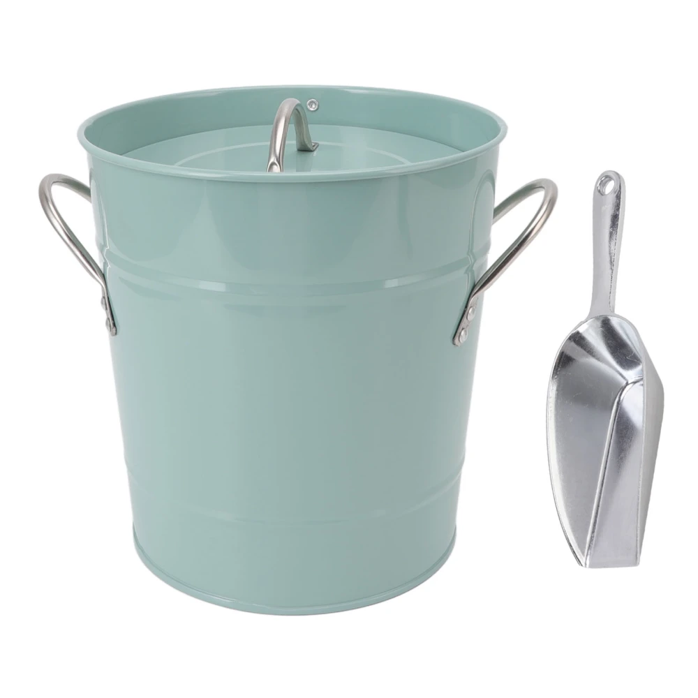 Round Ice Bucket Multipurpose Safe Galvanized Ice Buckets with Lid and Ice Shovel for Bar Restaurant Party Blue