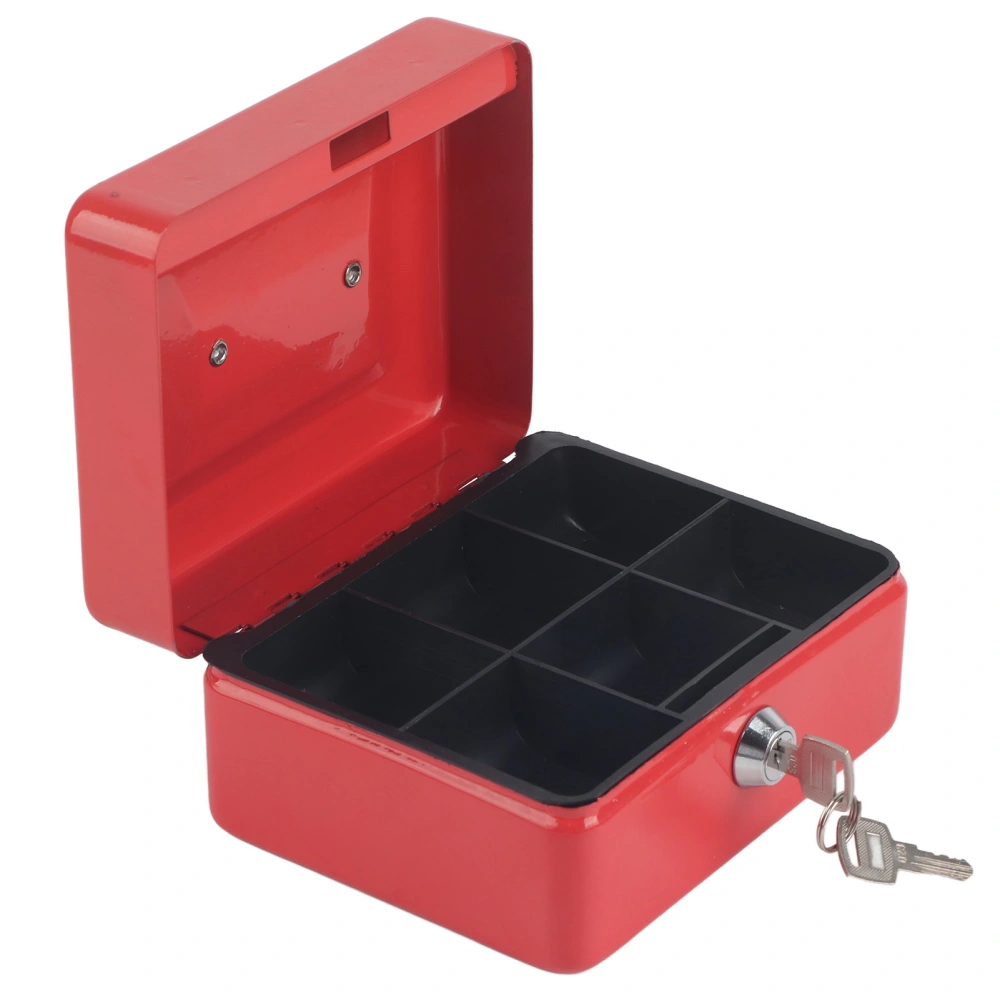 1Pc Mini Portable Iron Petty Lockable Cash Money Coin Safe Security Box Household (Red)