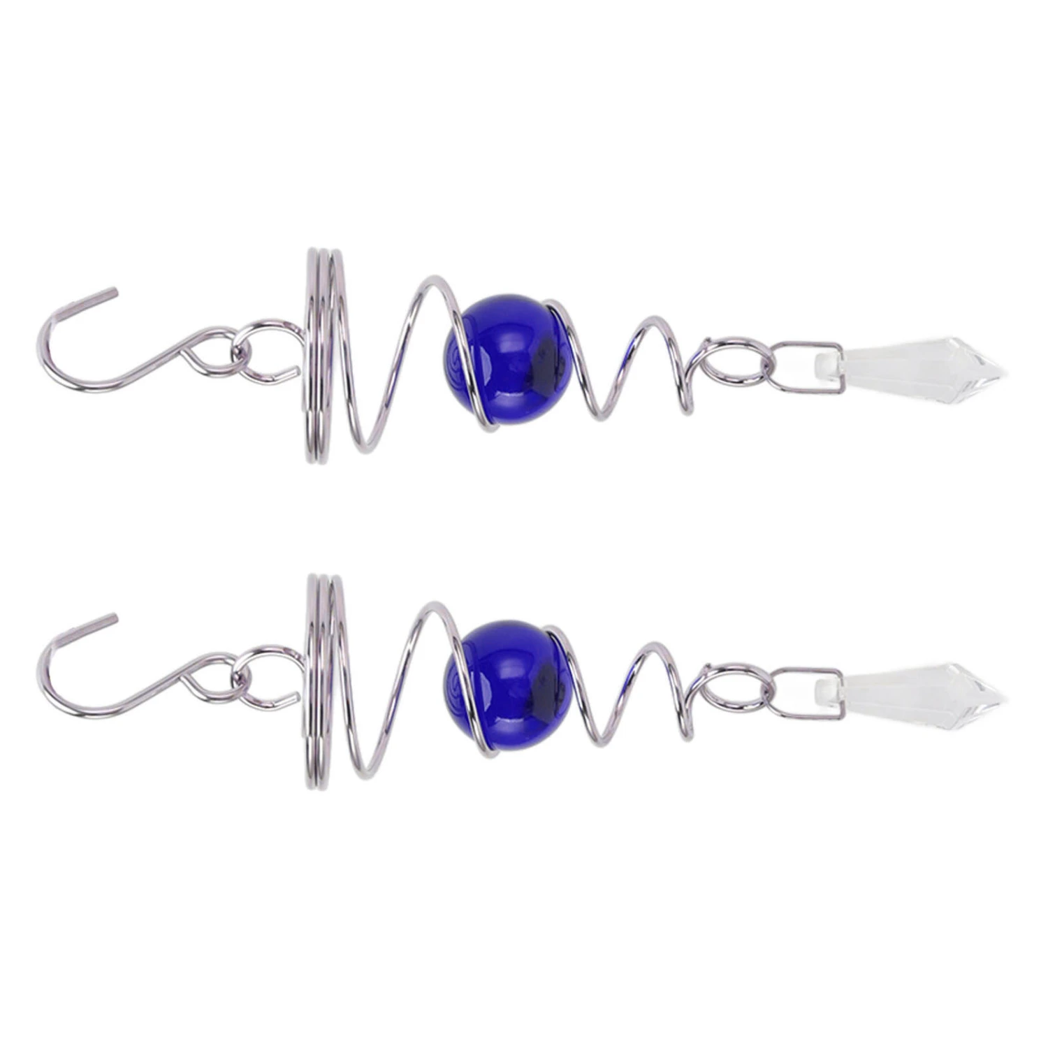 2Pcs Gazing Ball Spiral Tail Wind Spinner Stabilizer Stainless Steel Spiral Wind Chimes for Outside Blue