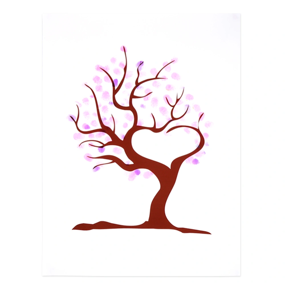 Fingerprint / Thumbprint Tree Canvas Personal Wedding Guest Signature With Ink(2# Red Trunck)