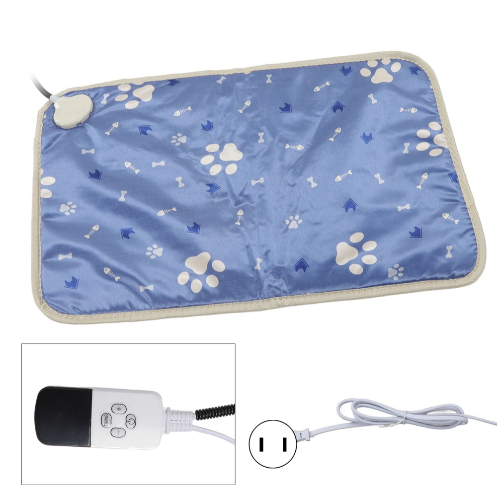 Pet Heating Pad Waterproof Blue Footprint 9 Temperature Adjustment Pet Electric Blanket for Winter US Plug 110V