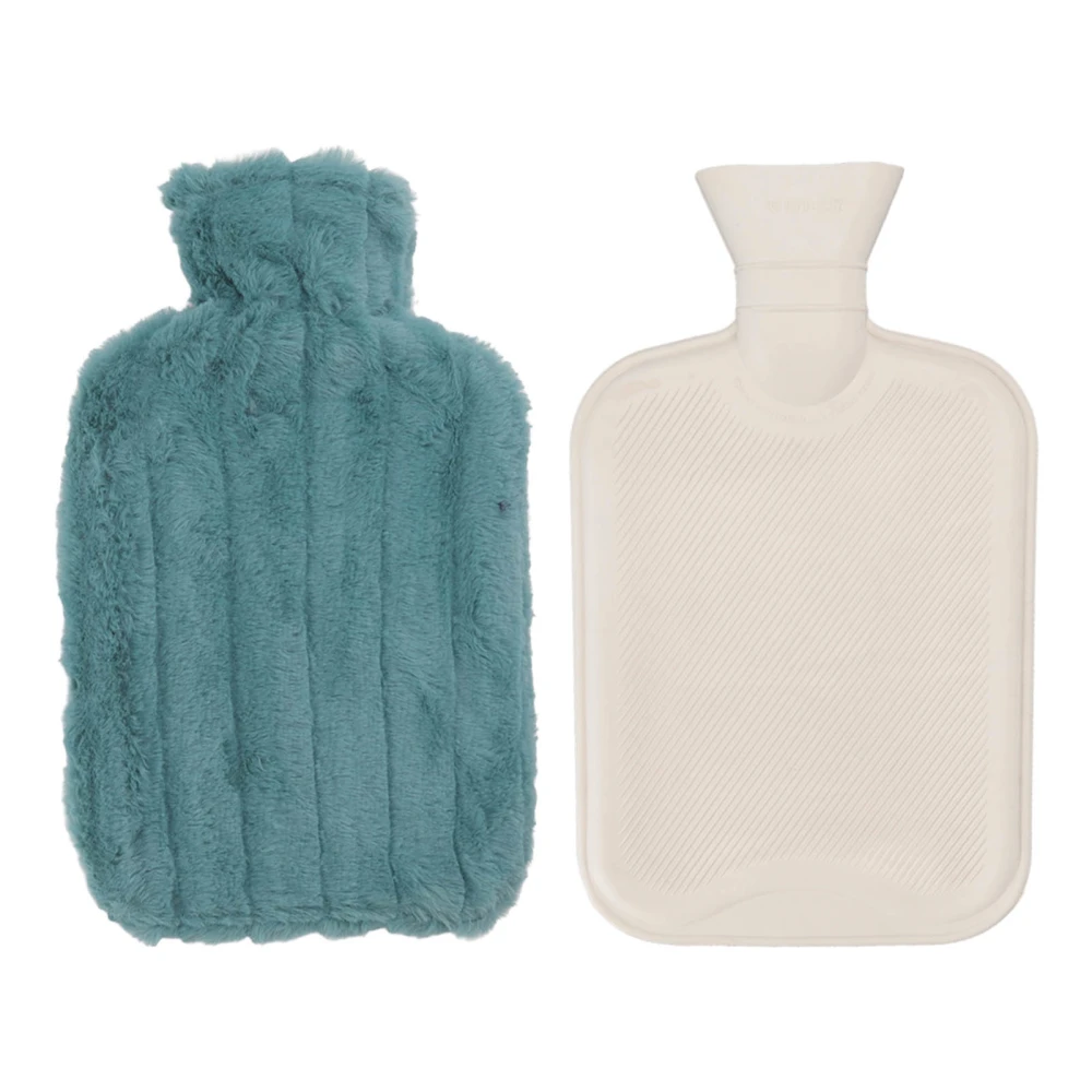 2000ML Hot Water Bag High Density Injection Hot Water Bottle with Soft Cover for Winter Blackish Green