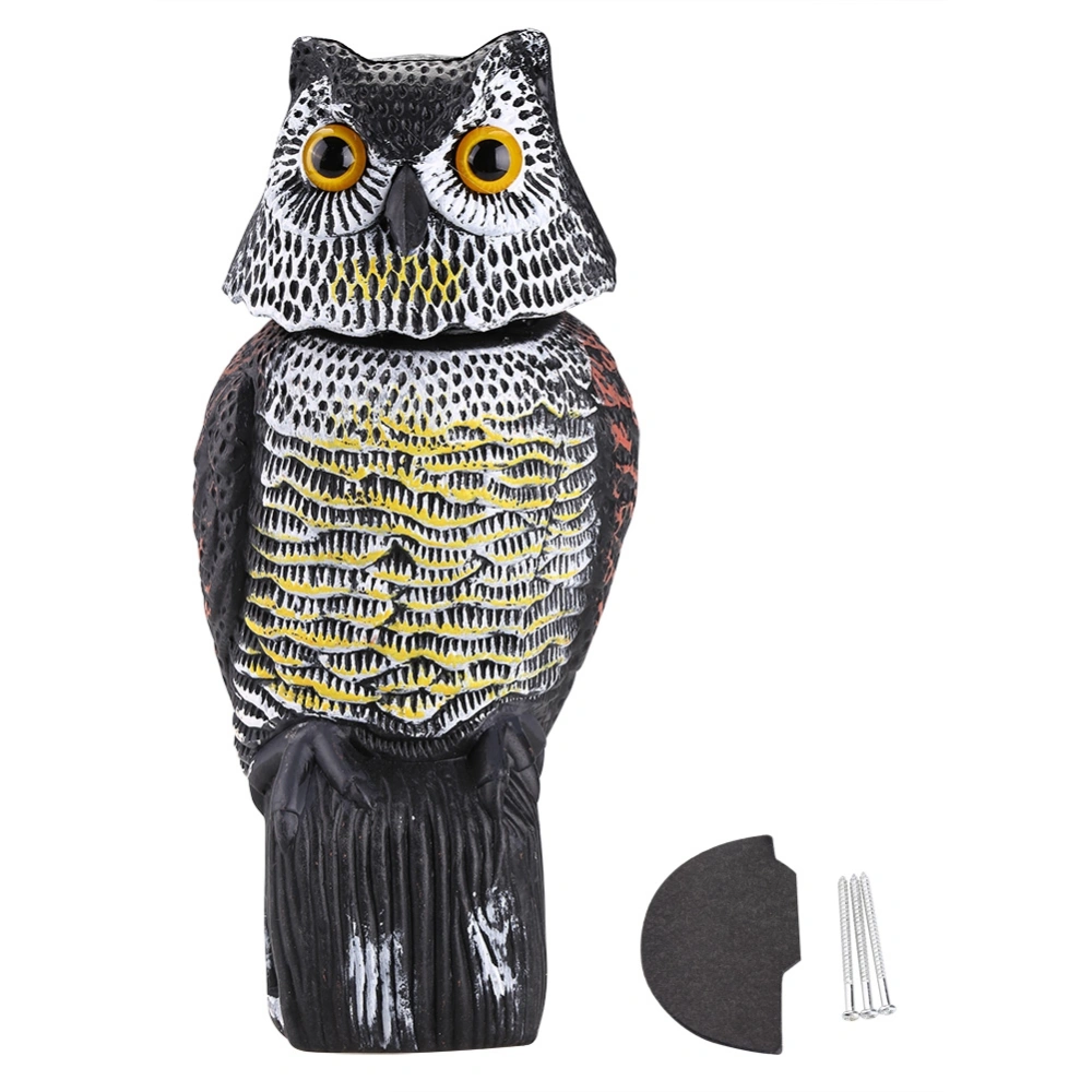 Rotating Head Owl Decoy Protection Repellent Bird Pest Scarer Scarecrow Garden Have Sound