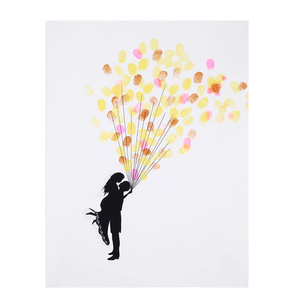 Fingerprint / Thumbprint Tree Canvas Personal Wedding Guest Signature (3# A Bouquet of Ballon )