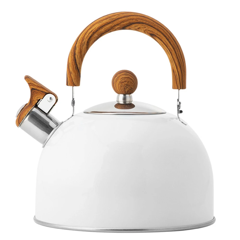 Whistle Kettle Stovetop Stainless Steel Foldable Handle Kitchen Supplies 2.5L White