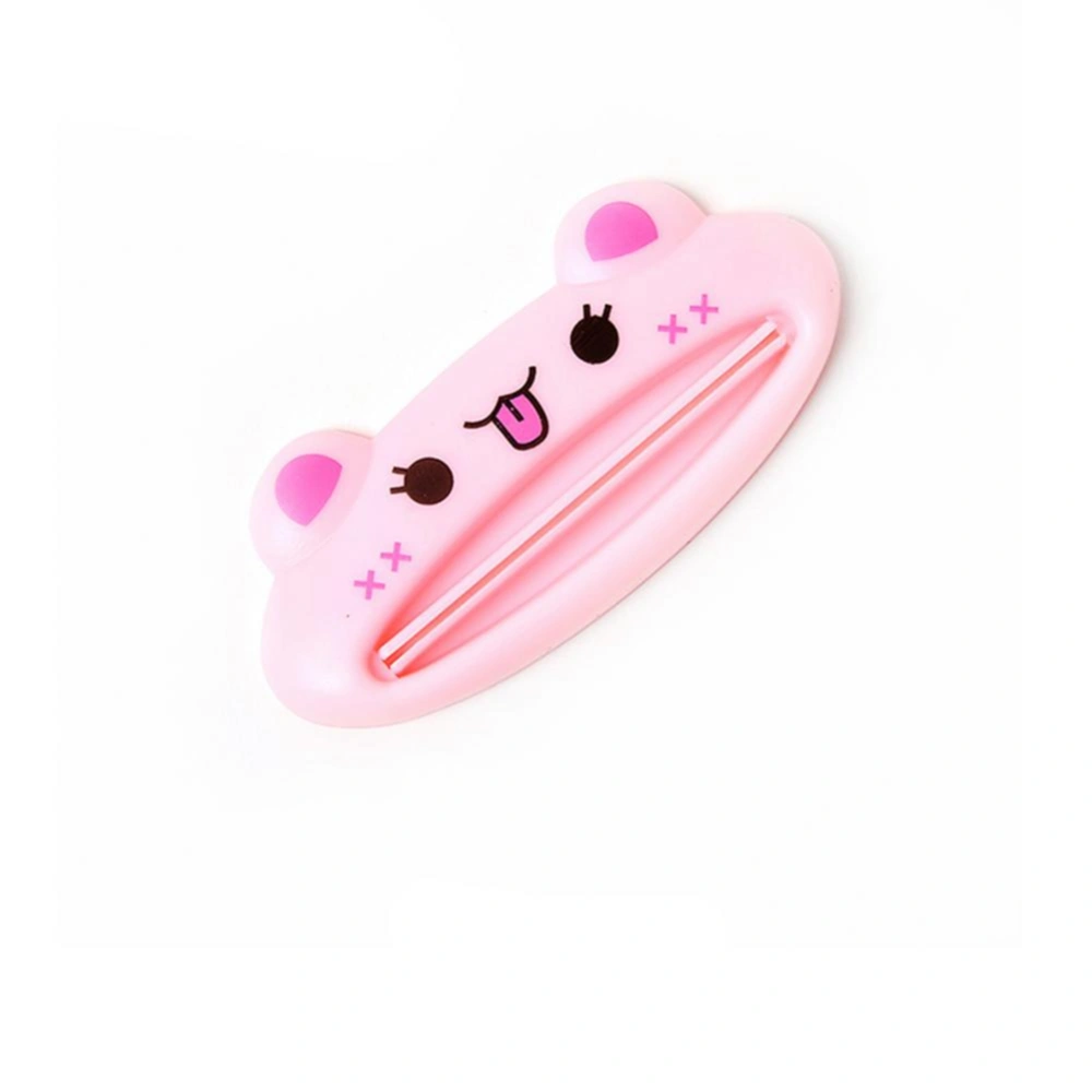 Cartoon Animal Shaped Plastic Toothpaste Dispenser Tube Squeezer Rolling Holder(Pink Cat)