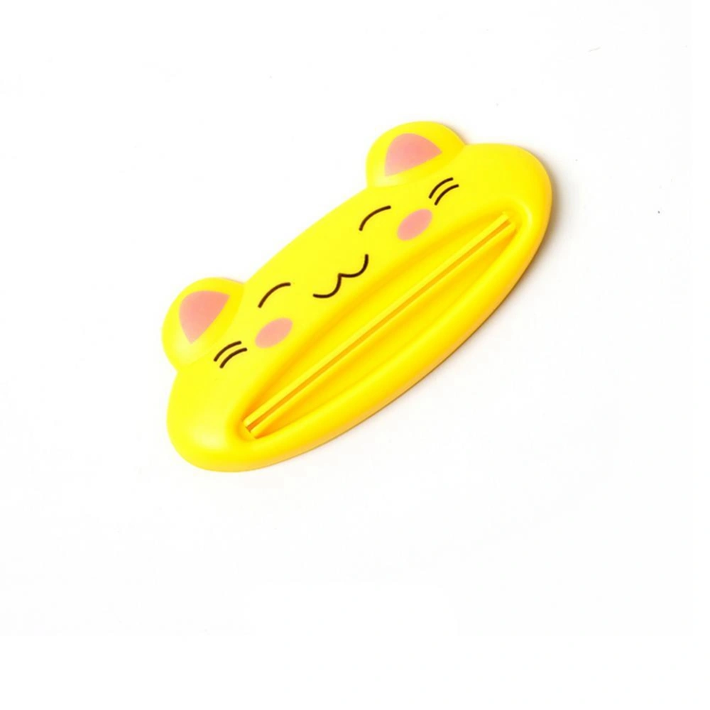 Cartoon Animal Shaped Plastic Toothpaste Dispenser Tube Squeezer Rolling Holder(Yellow Cat)