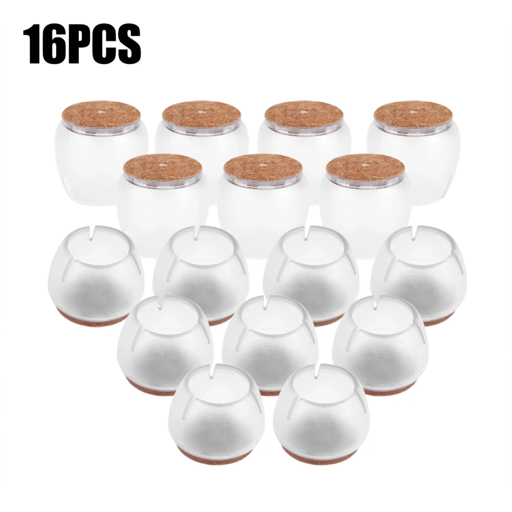 16Pcs Transparent PVC Table Chair Furniture Leg Non Slip Foot Cap Cups Cover Floor Protector L