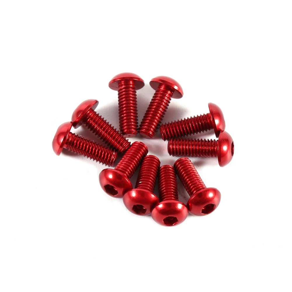 10pcs M3 6-10mm Button Round Head Aluminum Alloy Metric Hex Socket Cap Screw Bolt Red 8mm