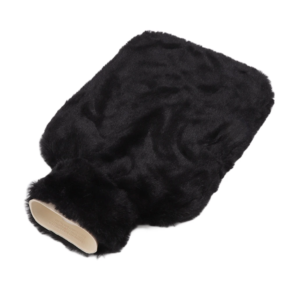 Hot Water Bottle 2000ML Water Injection Hot Water Bag With Plush Cover for Discomfort Relief Black