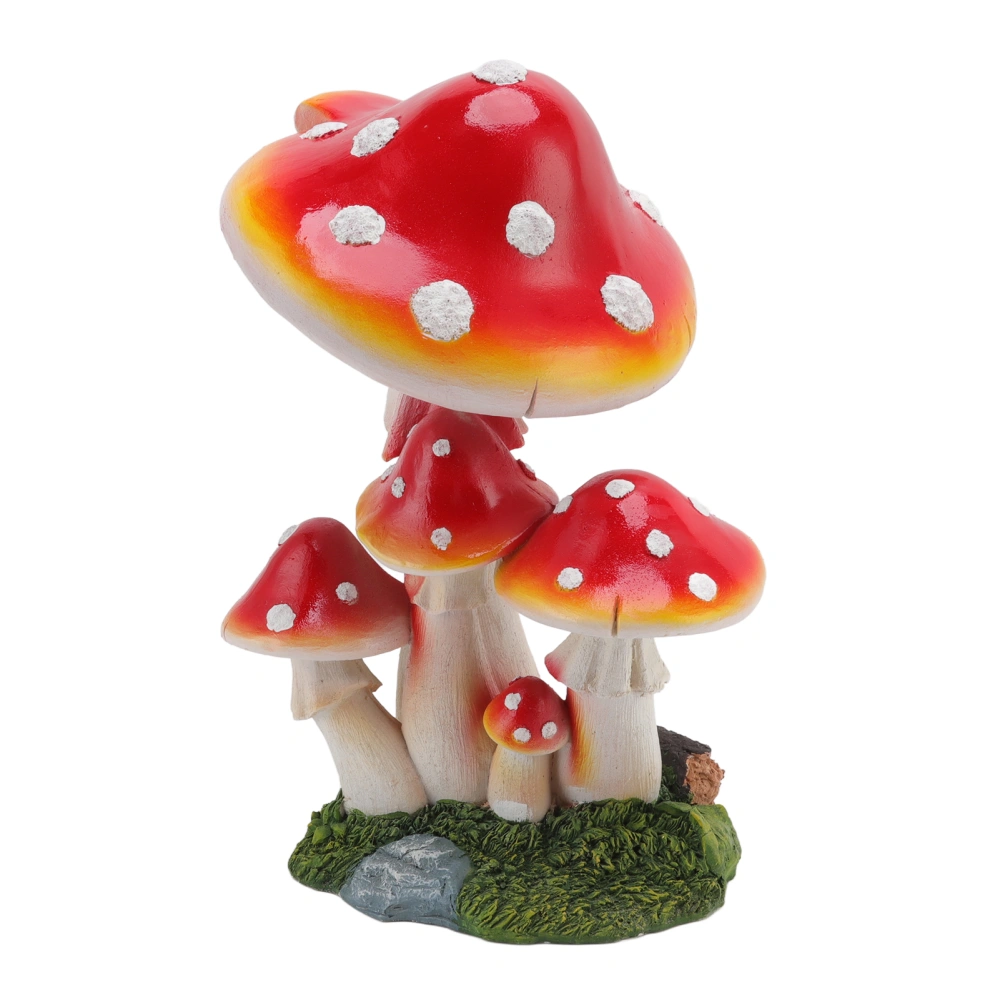 Mushroom Decoration Synthetic Resin 5 Head Outdoor Mushroom Sculpture for Garden Courtyard Balcony Red