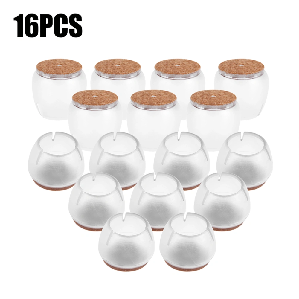 16Pcs Transparent PVC Table Chair Furniture Leg Non Slip Foot Cap Cups Cover Floor Protector M