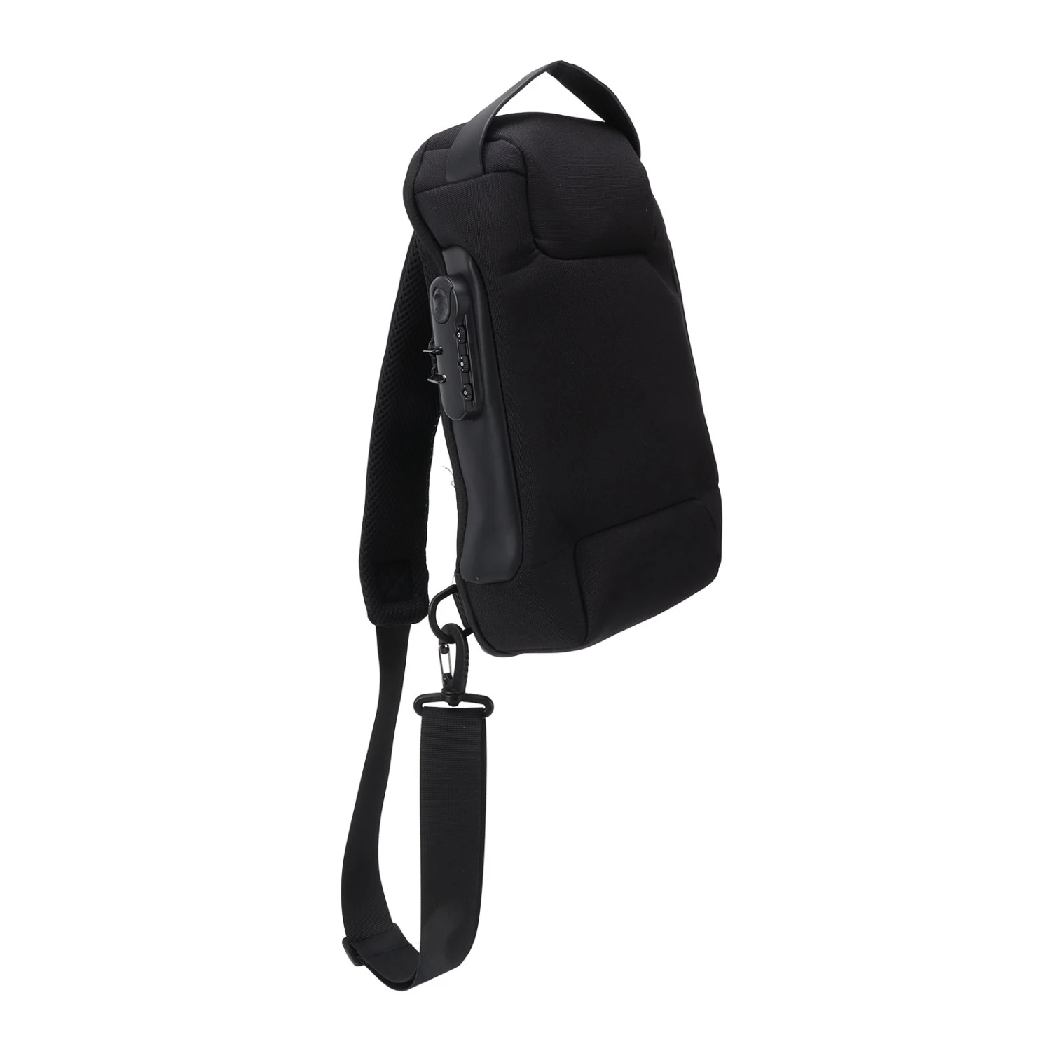 Shoulder Backpack Breathable Large Capacity Lockable Zipper Oxford Cloth Portable Sling Bag for Women Men Black
