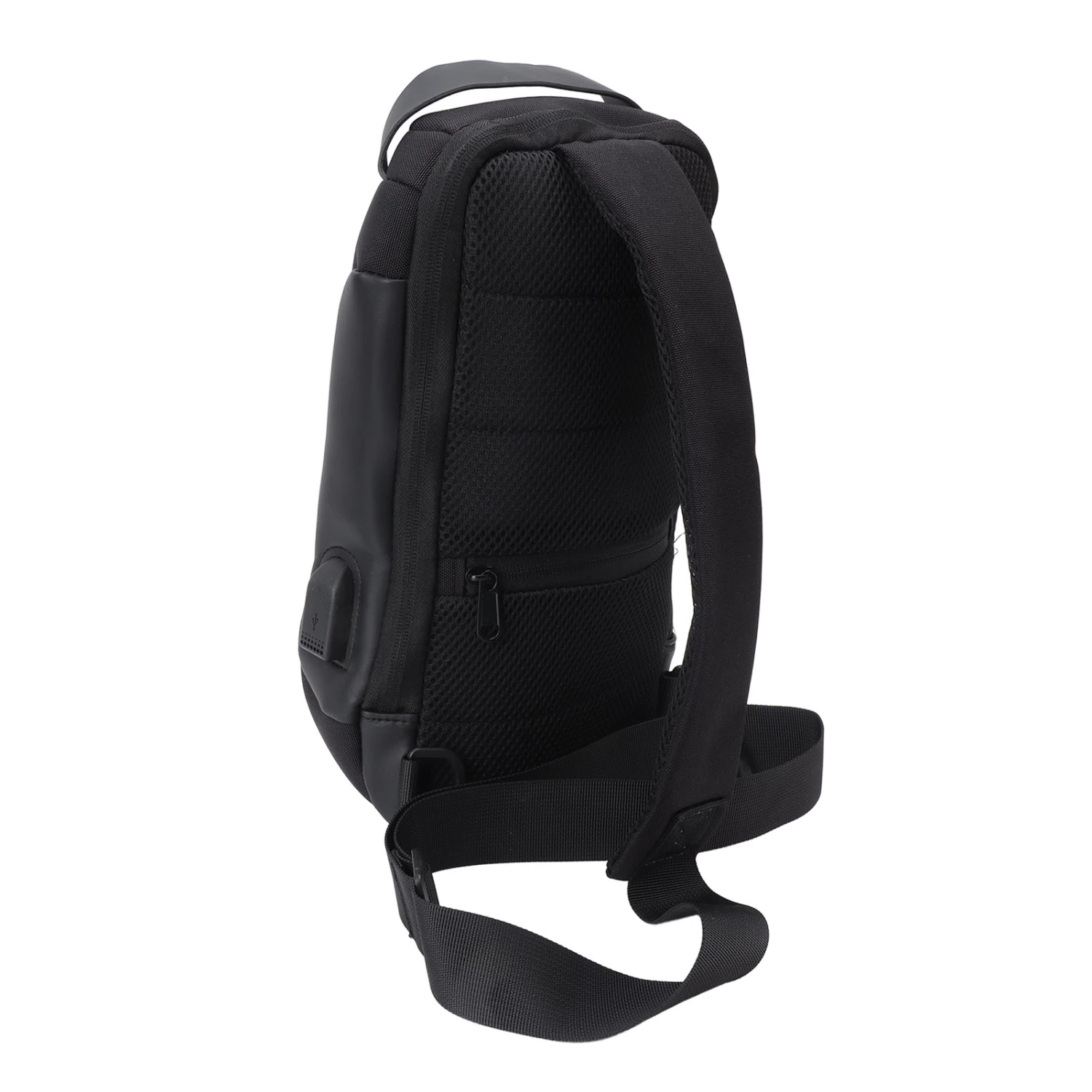 Shoulder Backpack Breathable Large Capacity Lockable Zipper Oxford Cloth Portable Sling Bag for Women Men Black