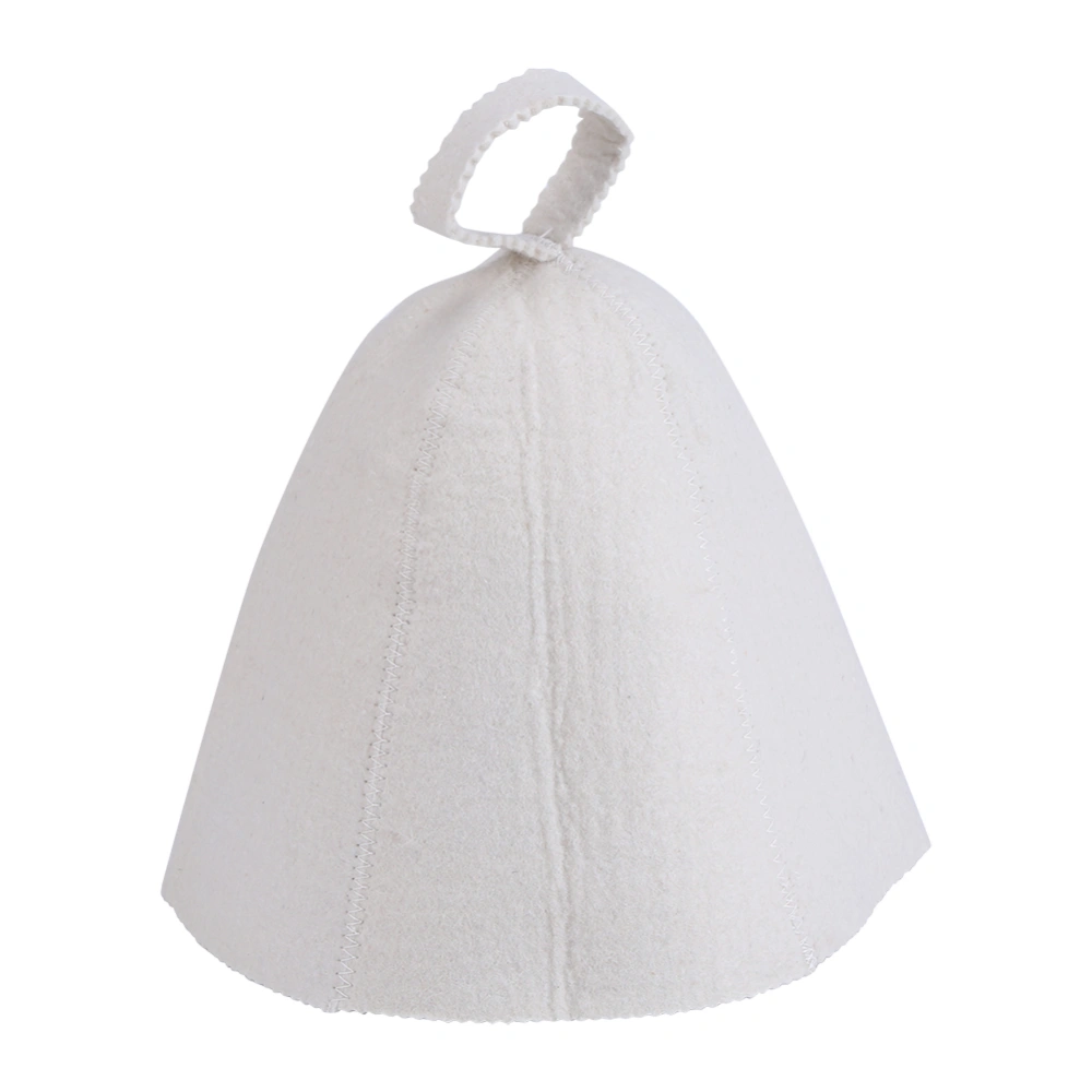 White Wool Felt Sauna Hat Cap for Russian Banya Sauna Hut With Hang Loop Supply