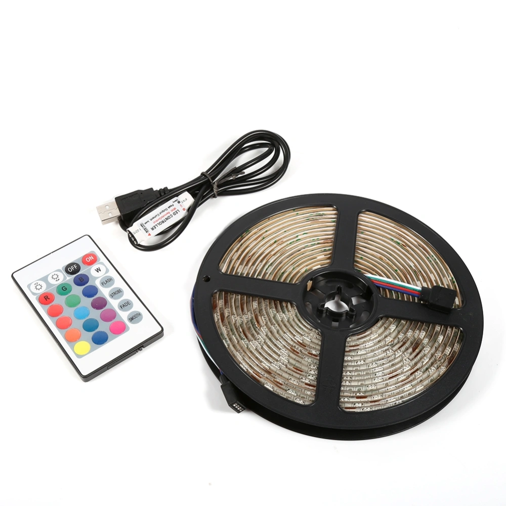 5M 5V RGB 5050 USB LED Strip Light TV Backlight Lamp With 24key Remote Control (Waterproof)