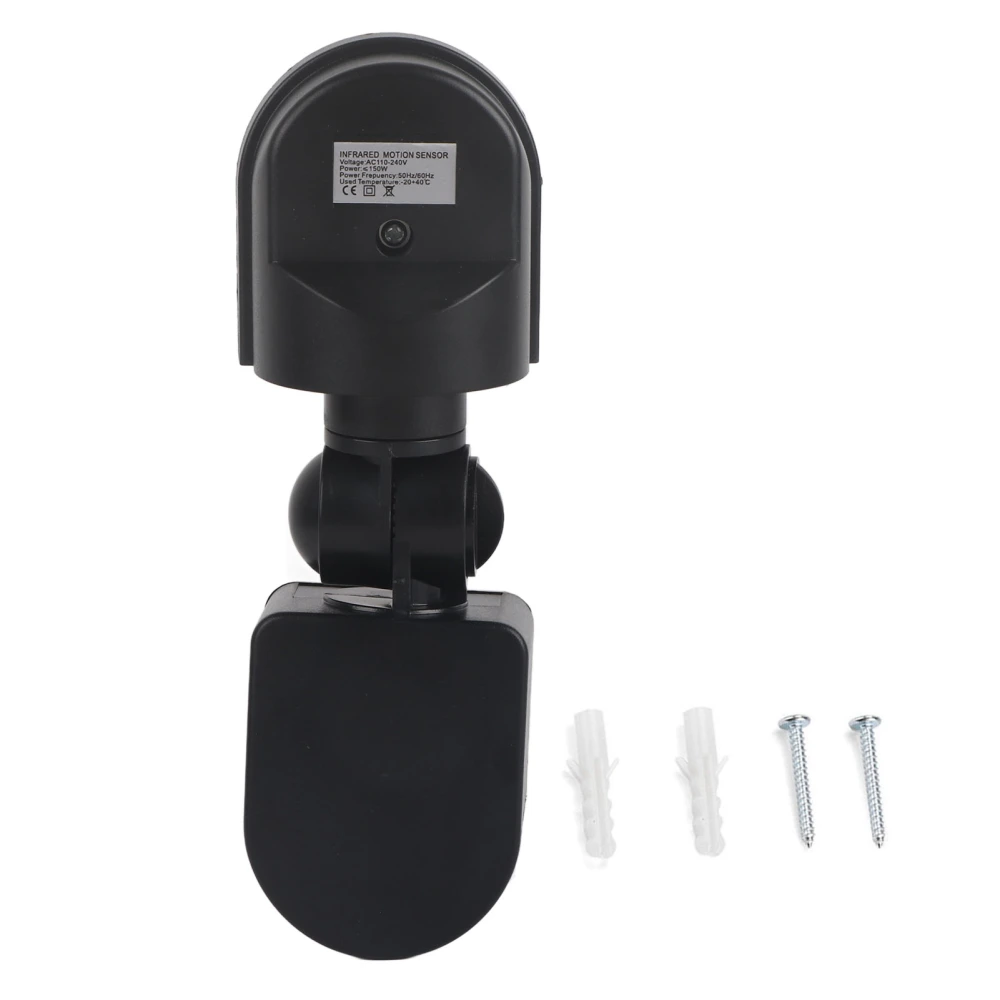 110V-240V Adjustable PIR Body Motion Infrared Sensor Detector Light Bulb Switch (Black)