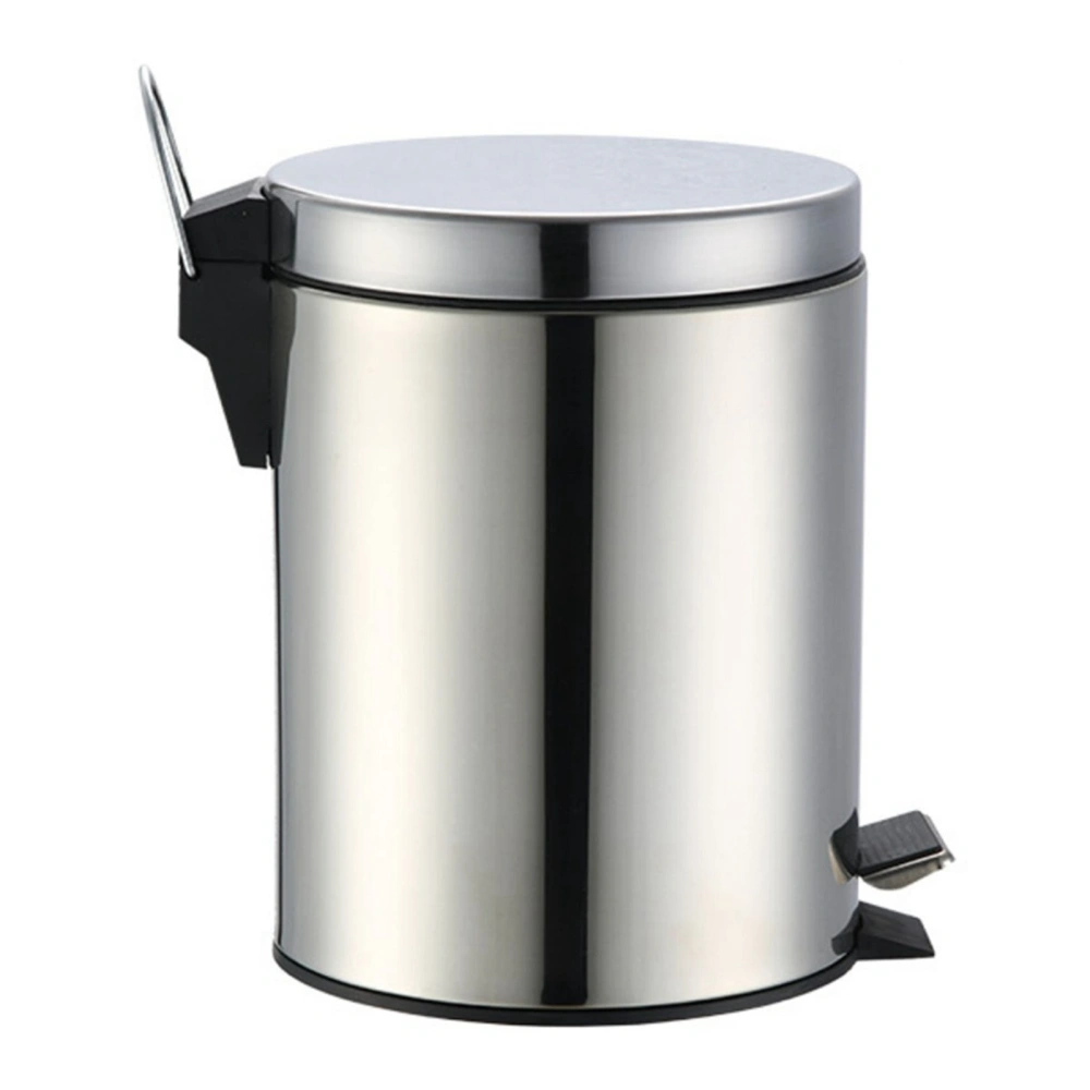 Stainless Steel Trash Can Silent Ergonomic Handle Kitchen Garbage Can with Antislip Footrest for Bedroom Living Room 5L