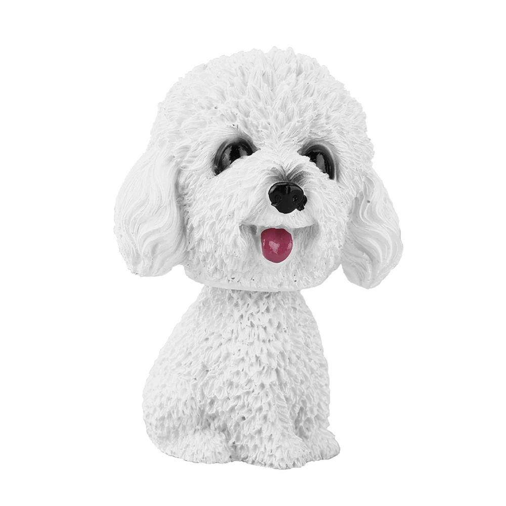 Simulation Shaking Head Dog Decor Bobble head Toy Car Interior Dashboard Ornament (White)