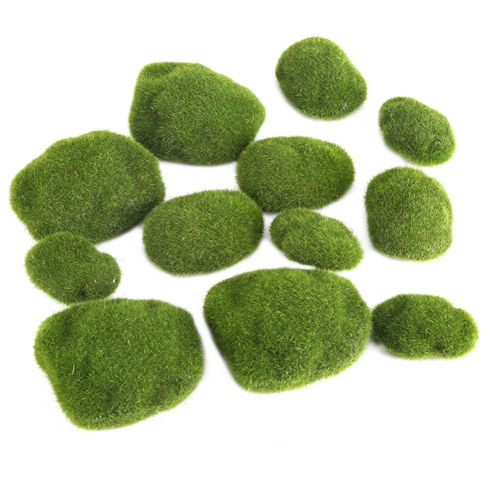 12Pcs Green Artificial Moss Stones Simulation Grass Bryophyte Bonsai Garden DIY Landscape Decor