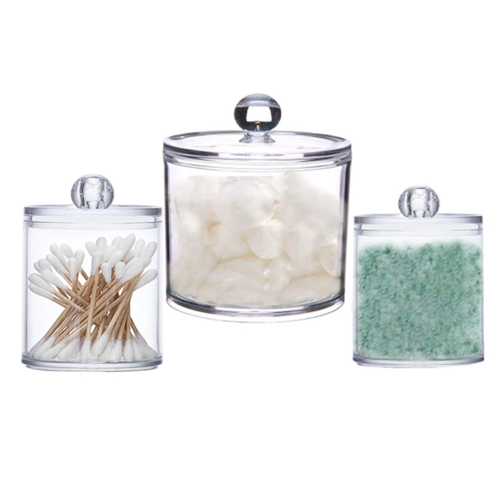 3PCS Clear Acrylic Cotton Swab Container Organizer Multipurpose Durable Transparent Acrylic Bathroom Cotton Balls Jar