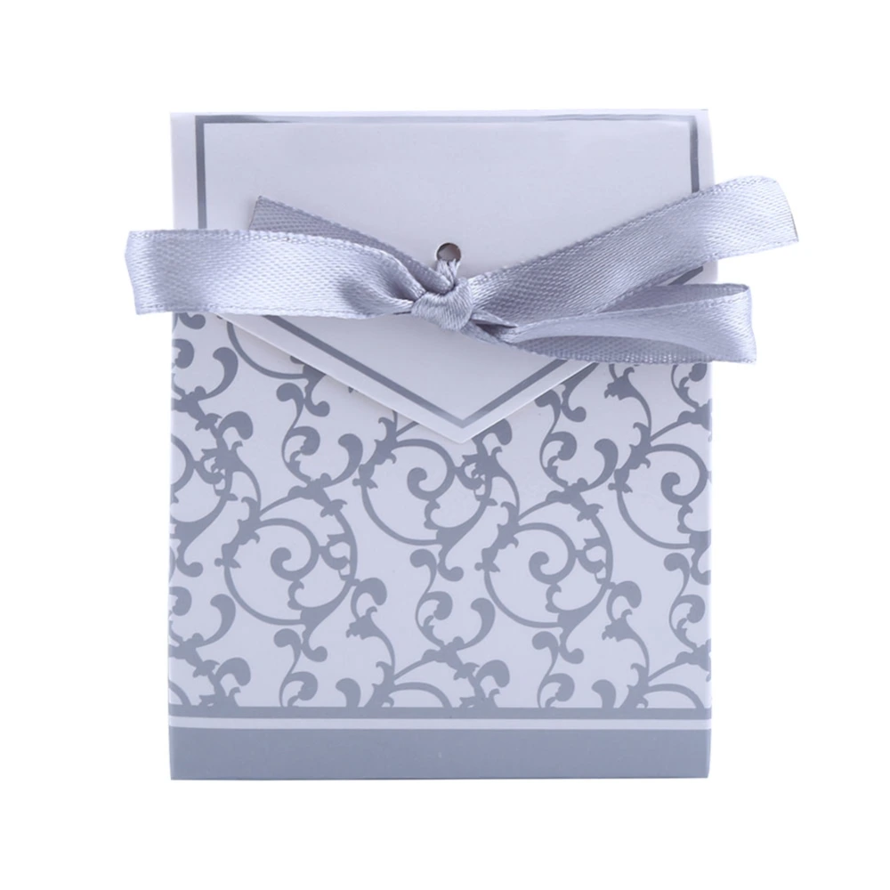 10pcs Lovely Candy Gift Boxes Bags With Ribbon Wedding Party Favors Silver