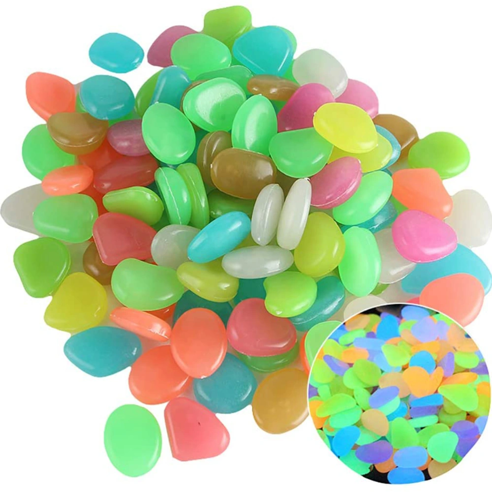 100PCS Luminous Pebbles DIY Decorative Luminous Stones Decorative Stones for Yard and Walkways Decor