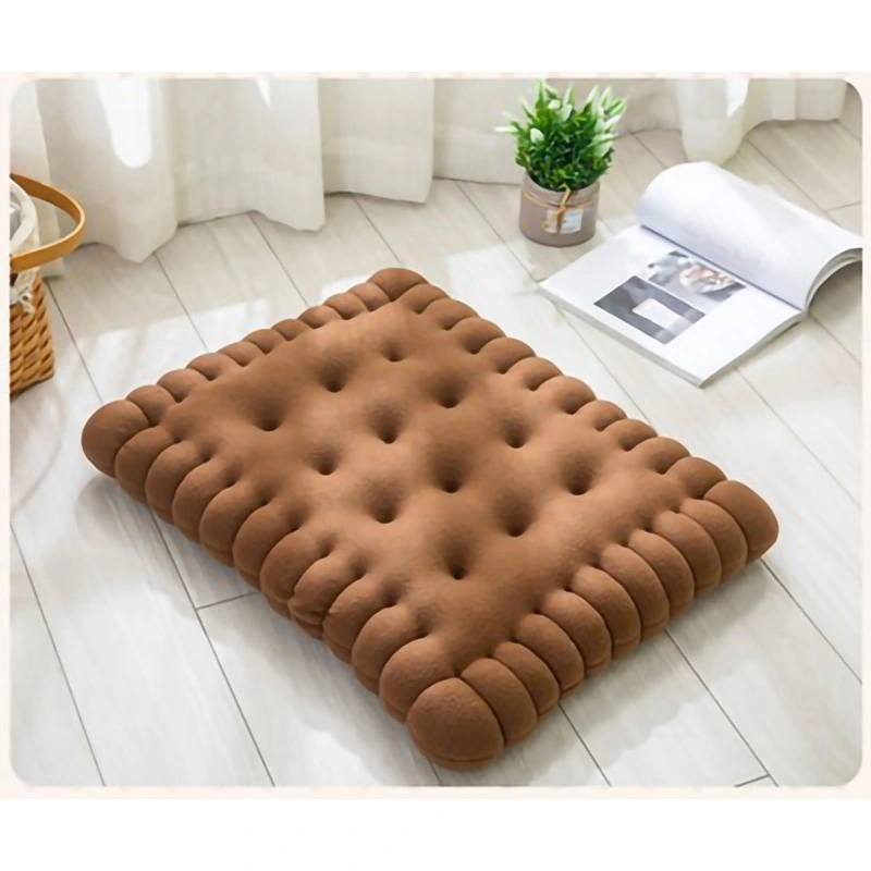 Chair Seats Cushion Thick Soft Elastic Comfortable Biscuit Shape Plush Chair Pads for Office Dining Room Sofa Brown 40x45cm