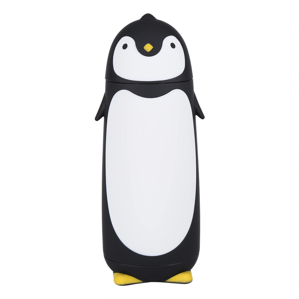 300ML Portable Cute Penguin Glass Water Bottle Double Layer Mug Travel Cup Black