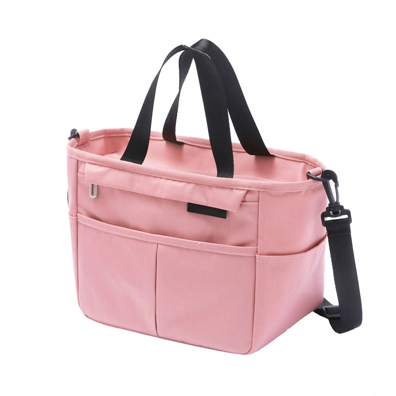 Lunch Bag Handheld Oxford Cloth Thermal Insulated Container Picnic Heat Preservation Food Bag Pink