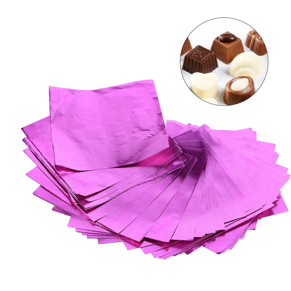 100Pcs/Lot Square Candy Making Sweets Chocolate Lolly Foil Wrappers Sheet 3" X 3" Fuchsia