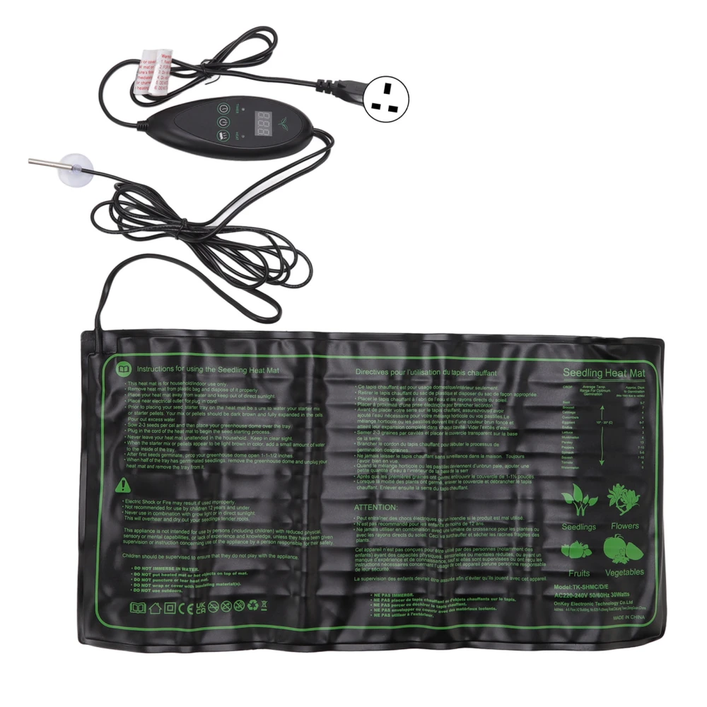 Seedling Heating Mat 30W 6 Gear Temperature Adjustable Waterproof Heating Pad 220V‑240V UK Plug