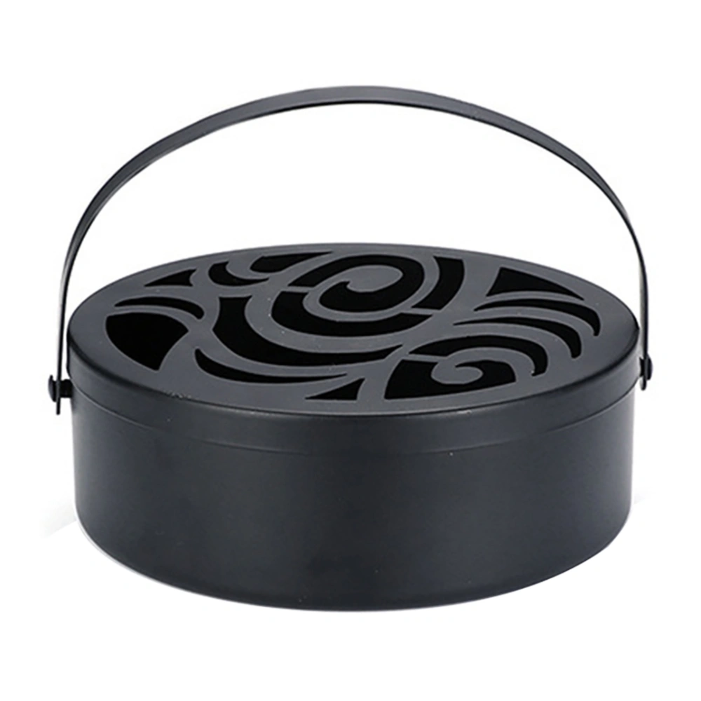 Iron Mosquito Coil Holder Hollow Mosquito Coil Box Round Incense with Handle