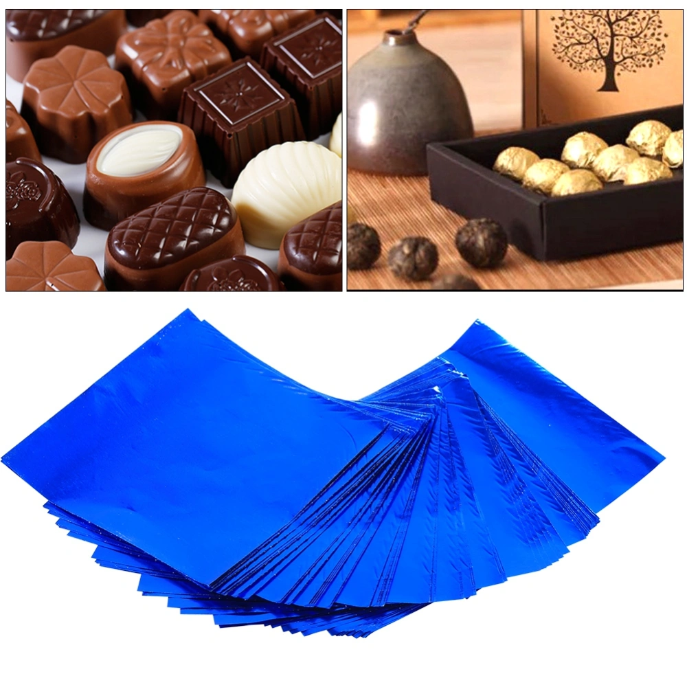 100Pcs/Lot Square Candy Sweets Chocolate Lolly Foil Wrappers Confectionary 3" X 3" Blue