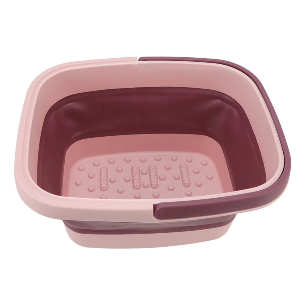 Foldable Foot Tub Portable Silicone Foot Massage Bath Bucket Household Foot Spa Basin Pink