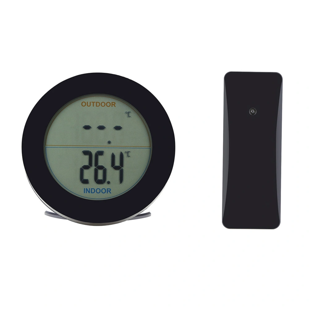 Wireless Thermometer LCD Display Indoor Outdoor Sensor Temperature Sensor Indoor Outdoor Black