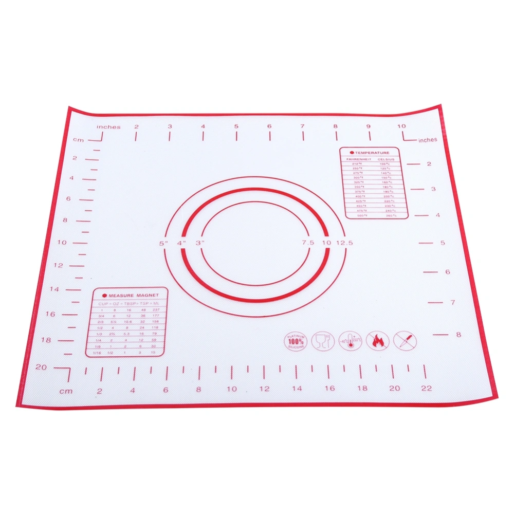 Silicone Fibreglass Rolling Dough Pad Pastry Baking Mats w Measurements Red 26*29cm