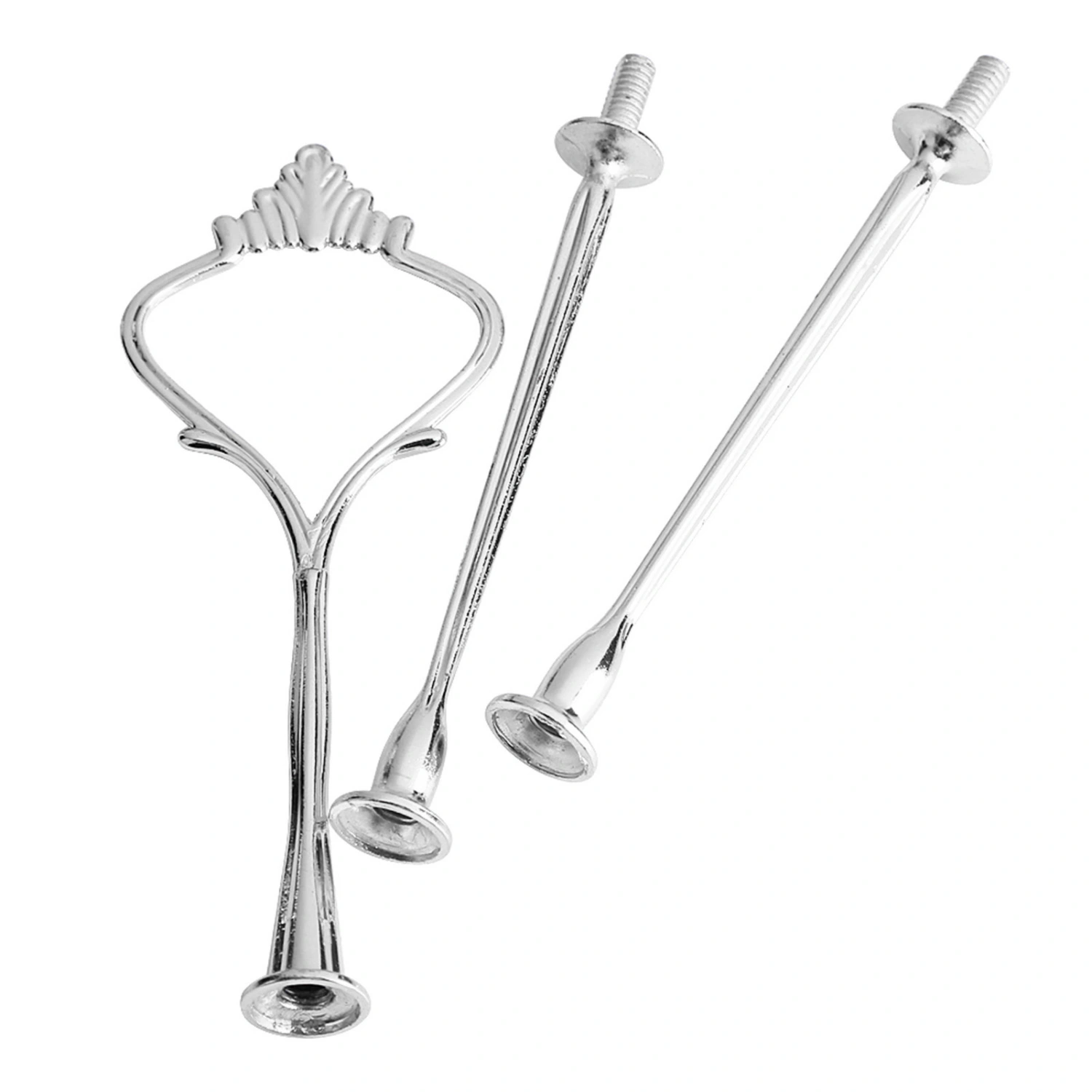 Multi tiers Cake Tray Stand Handle Fruit Plate Hardware Fitting Holder(3-tiers Crown Silver)