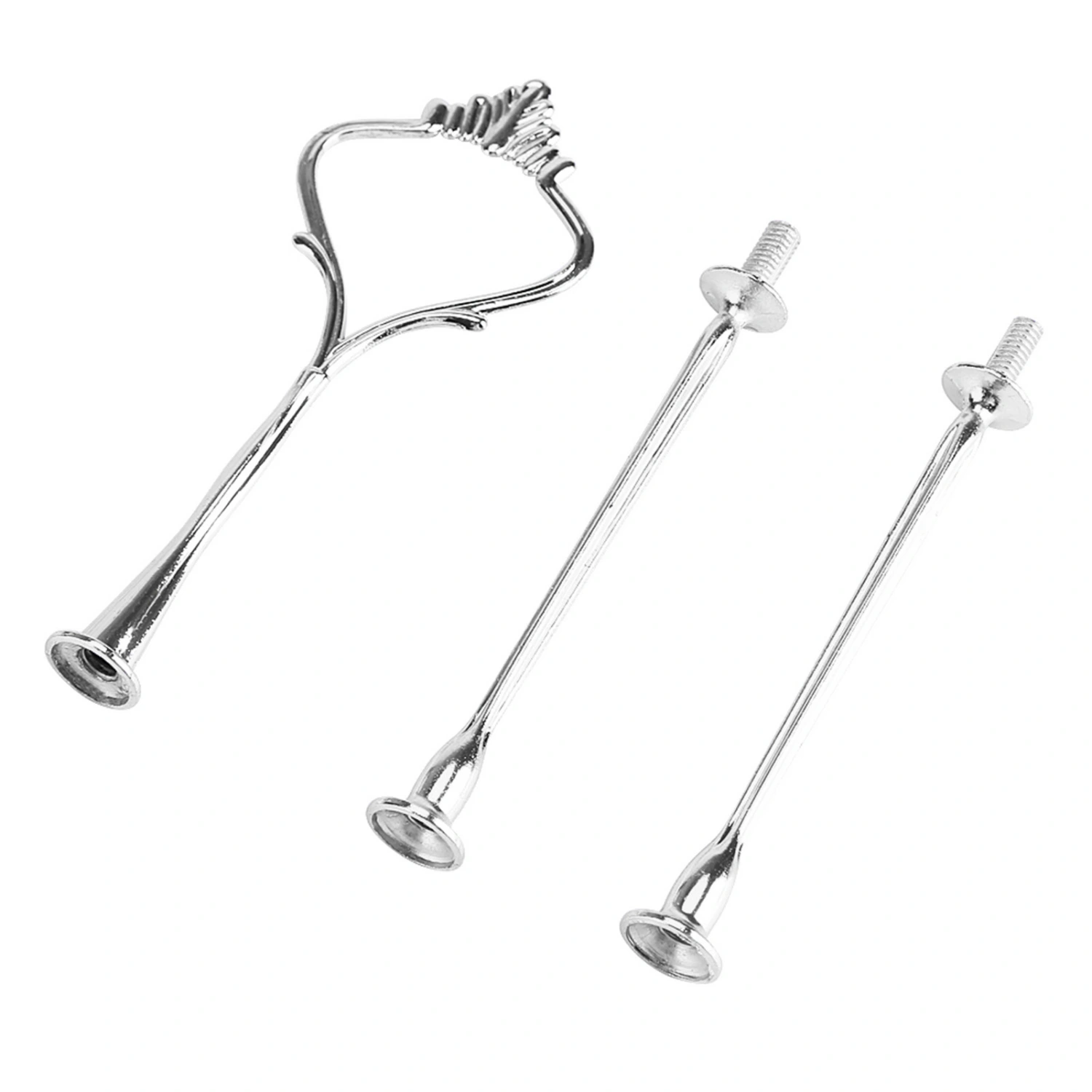 Multi tiers Cake Tray Stand Handle Fruit Plate Hardware Fitting Holder(3-tiers Crown Silver)