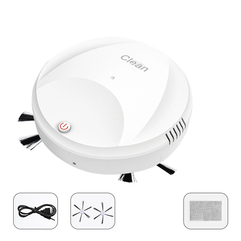 Robotic Vacuum Cleaner Smart Wireless Low Noise USB Charging Automatic Clean Robot for Sweeping and Mopping White